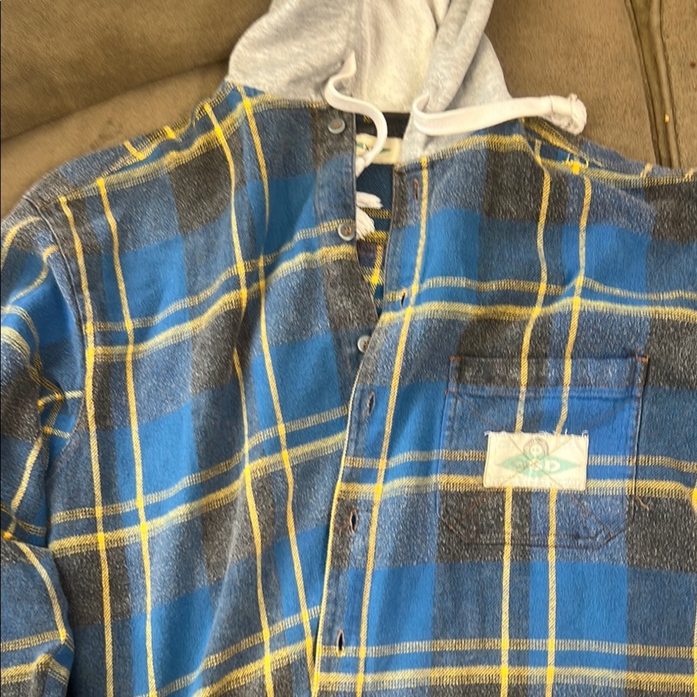 Quiksilver Blue and Yellow Plaid Shirt